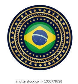 gold emblem with brasil flag