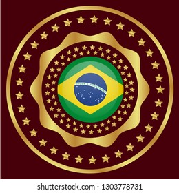 gold emblem with brasil flag