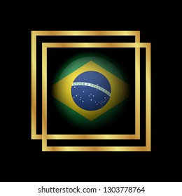 gold emblem with brasil flag