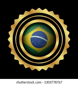 gold emblem with brasil flag