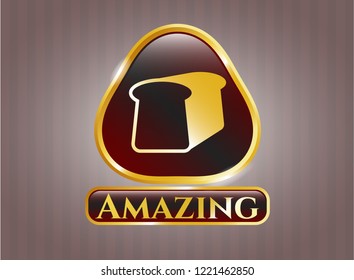  Gold emblem with bread icon and Amazing text inside