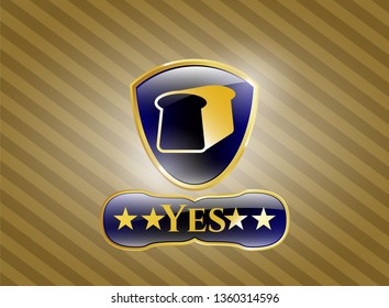  Gold emblem with bread icon and Yes text inside