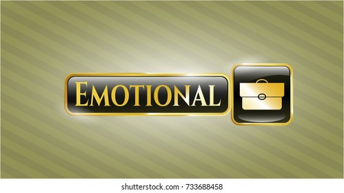  Gold emblem with briefcase icon and Emotional text inside
