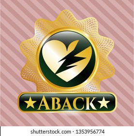  Gold emblem with broken heart icon and Aback text inside