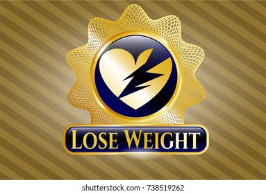  Gold emblem with broken heart icon and Lose Weight text inside