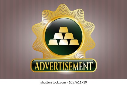  Gold emblem with gold bullion icon and Advertisement text inside