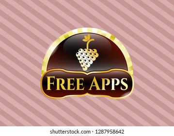  Gold emblem with bunch of grapes icon and Free Apps text inside