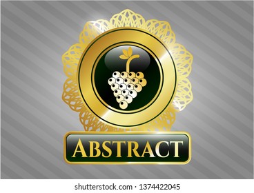  Gold emblem with bunch of grapes icon and Abstract text inside