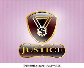  Gold emblem with business award icon and Justice text inside