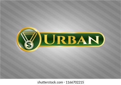  Gold emblem with business award icon and Urban text inside