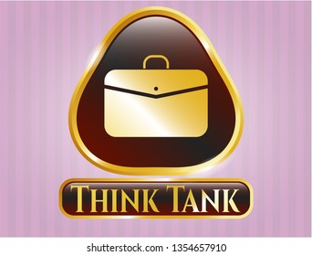  Gold Emblem With Business Briefcase Icon And Think Tank Text Inside