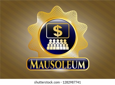  Gold emblem with business congress icon and Mausoleum text inside