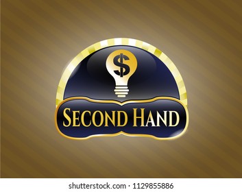  Gold emblem with business idea icon and Second Hand text inside
