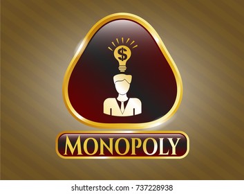  Gold emblem with business idea icon and Monopoly text inside