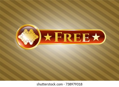  Gold emblem with business meeting teamwork icon and Free text inside