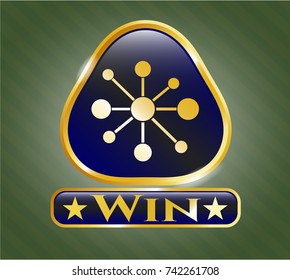  Gold emblem with business network icon and Win text inside
