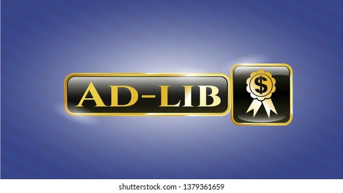 Gold emblem with business ribbon icon and Ad-lib text inside svg