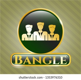  Gold emblem with business teamwork icon and Bangle text inside