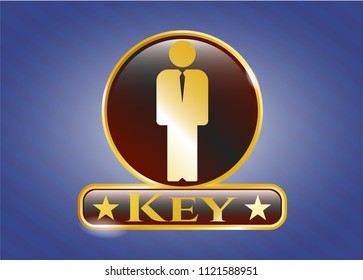  Gold emblem with businessman icon and Key text inside