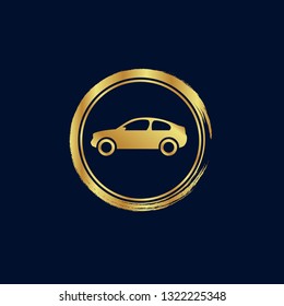 gold emblem with car icon. gold car icon.