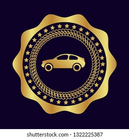 gold emblem with car icon. gold car icon.