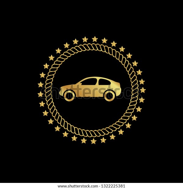 gold emblem with car\
icon. gold car icon.
