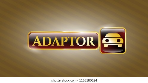  Gold emblem with car seen from front icon and Adaptor text inside