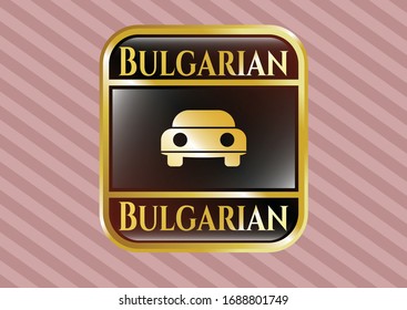  Gold emblem with car seen from front icon and Bulgarian text inside
