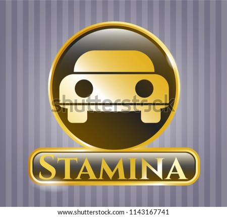  Gold emblem with car seen from front icon and Stamina text inside
