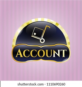 Gold emblem with cargo icon and Account text inside
