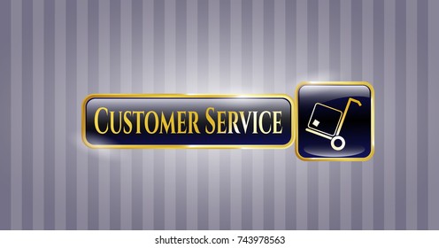  Gold emblem with cargo icon and Customer Service text inside