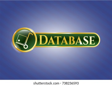  Gold emblem with cargo icon and Database text inside