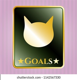  Gold emblem with cat face icon and Goals text inside