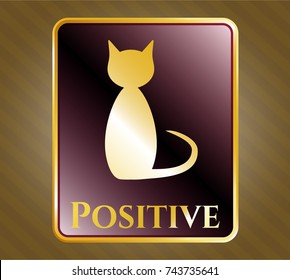  Gold emblem with cat icon and Positive text inside