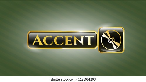  Gold emblem with CD or DVD disc icon and Accent text inside