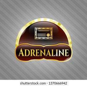  Gold emblem with certificate icon and Adrenaline text inside