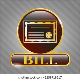  Gold emblem with certificate icon and Bill text inside