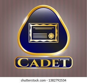  Gold emblem with certificate icon and Cadet text inside