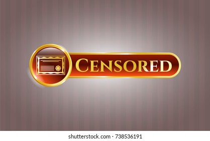  Gold emblem with certificate icon and Censored text inside