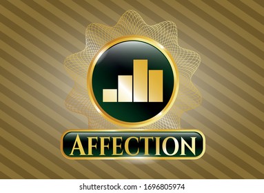  Símbolo de oro con icono del gráfico y texto de afecto dentro