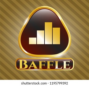  Gold emblem with chart icon and Baffle text inside