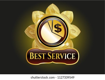 Gold emblem with chart icon and Best Service text inside
