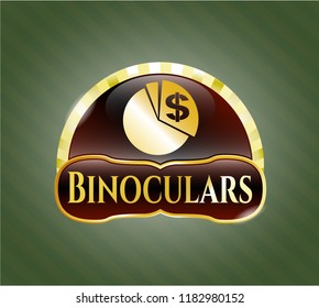  Gold emblem with chart icon and Binoculars text inside