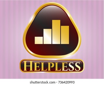  Gold emblem with chart icon and Helpless text inside