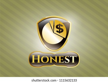  Gold emblem with chart icon and Honest text inside