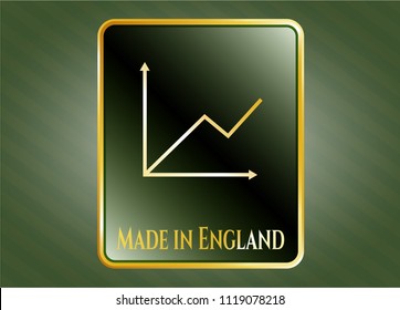  Gold emblem with chart icon and Made in England text inside