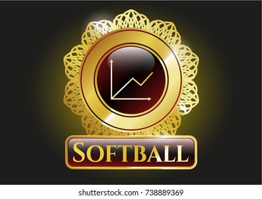  Gold emblem with chart icon and Softball text inside