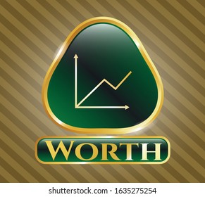  Gold emblem with chart icon and Worth text inside