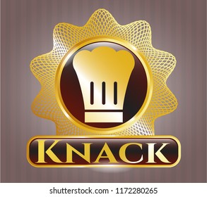  Gold emblem with chef hat icon and Knack text inside