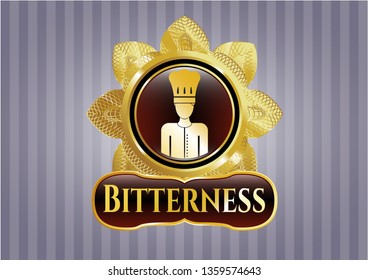  Gold emblem with chef icon and Bitterness text inside